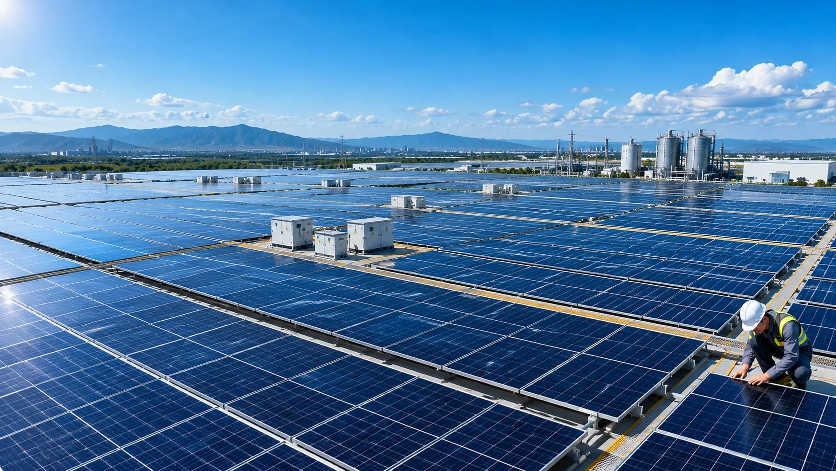 Commercial solar installation on a business property